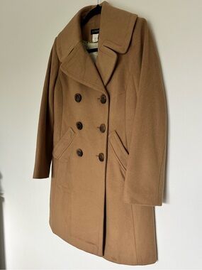 J. Crew 100% Wool Camel Double-Breasted Pea Coat - Women’s size 4